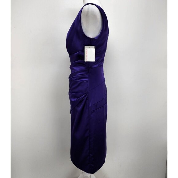 David's Bridal Dress Size 2 Women’s Purple One-Shoulder Stretch Satin New - Picture 3 of 14